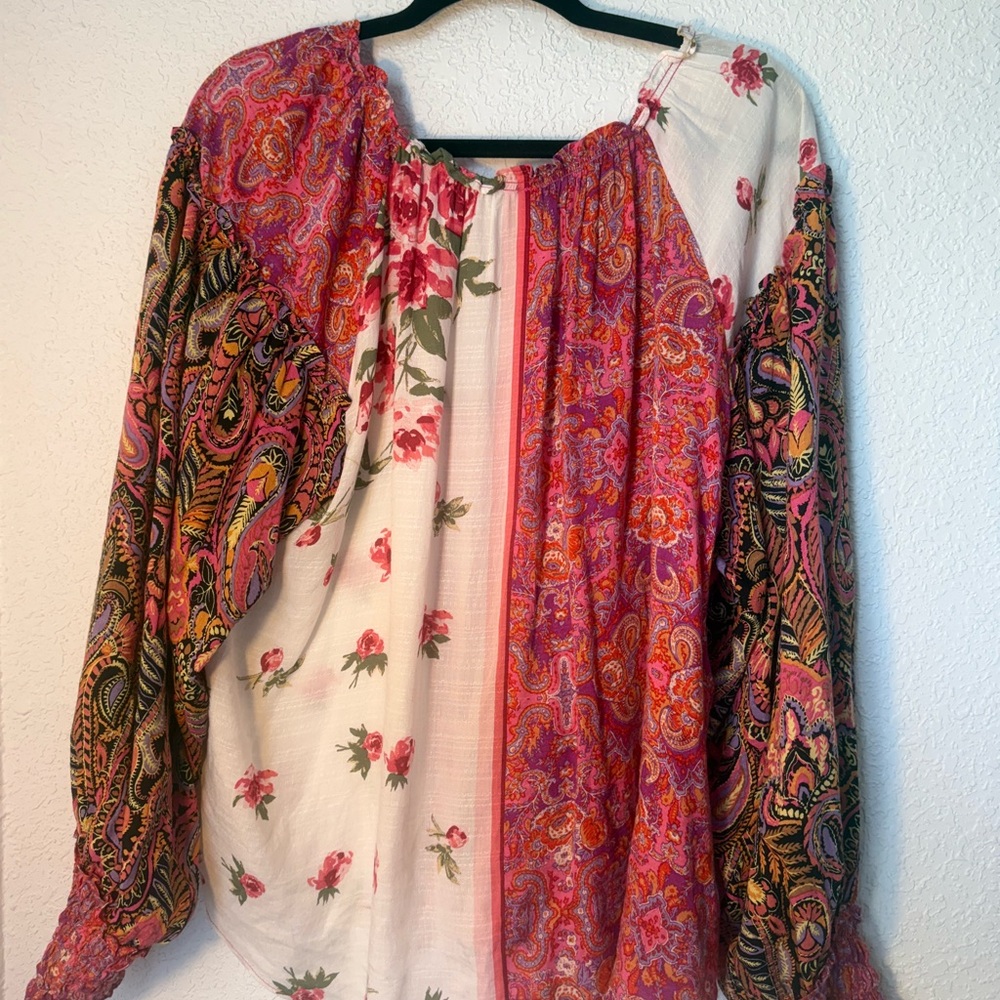 Free People Multicolor Floral Patchwork Paisley Blouse - Picture 3 of 5
